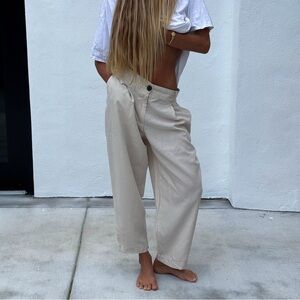 Khaki Wide Leg Trousers